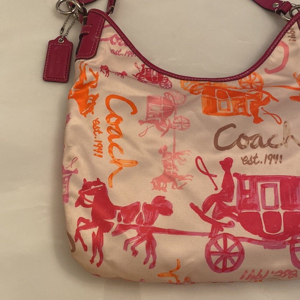 NWT Coach Multicolor Satin Leather Trim Horse and Carriage Crossbody bag - Picture 8 of 14